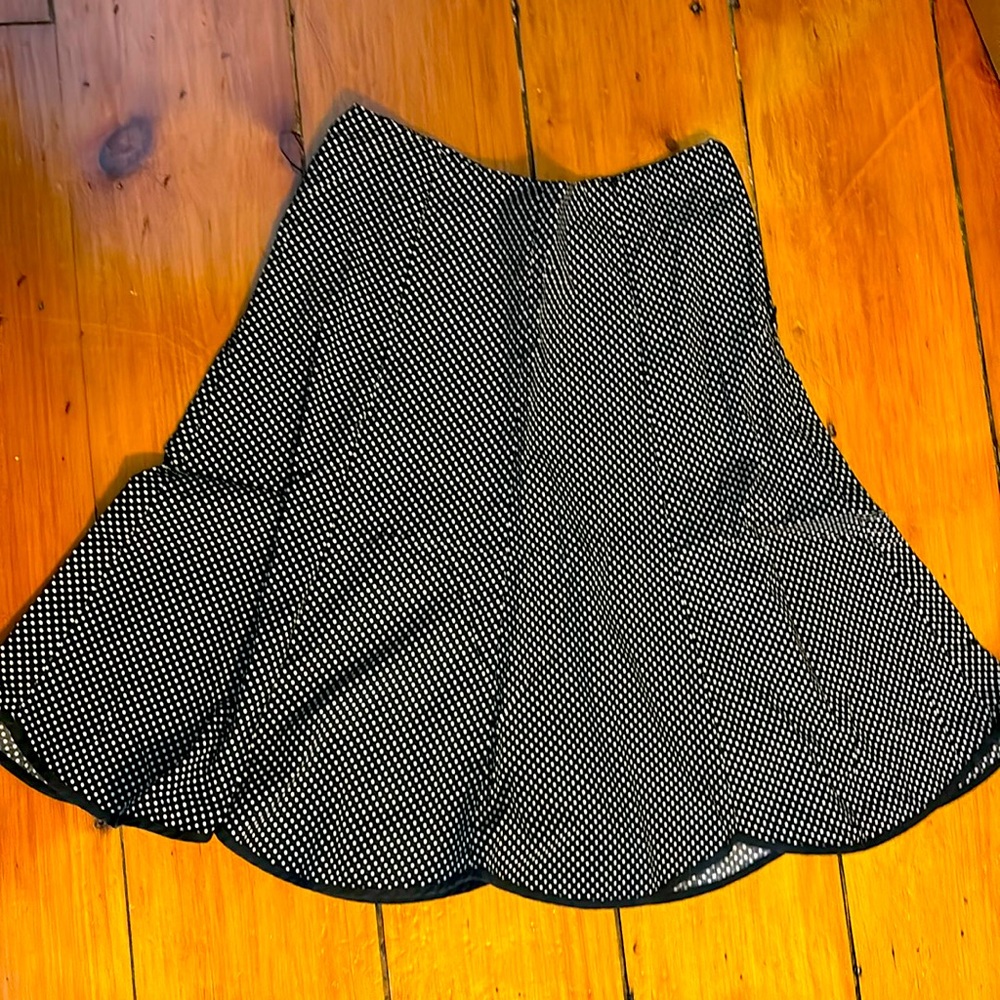 White House black market black and white polka dot scalloped skirt